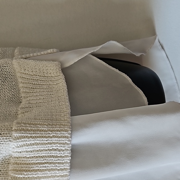 Chaps Sleeveless White Knit Tunic Top with Chiffon Hem - Picture 2 of 5